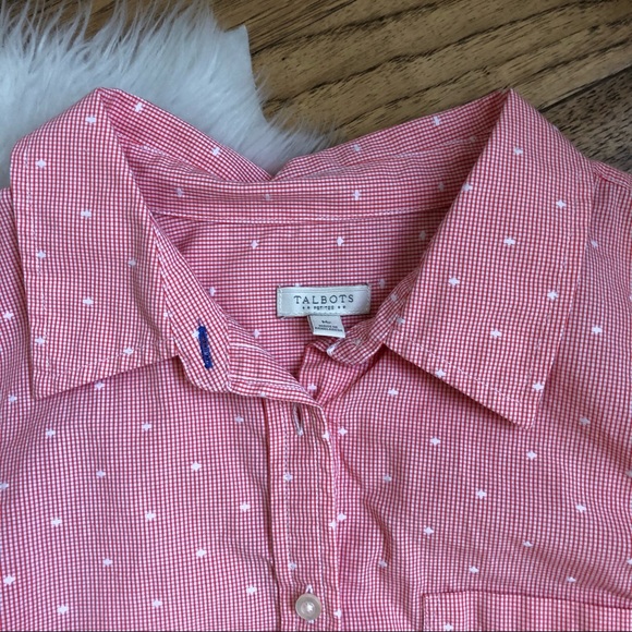 Talbots Red Button Up Top Shirt - Picture 4 of 5